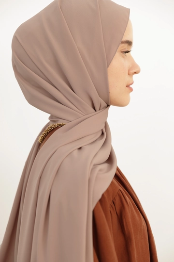 A wholesale clothing model wears  Medina Silk Shawl - Mink
, Turkish wholesale Shawl of Allday