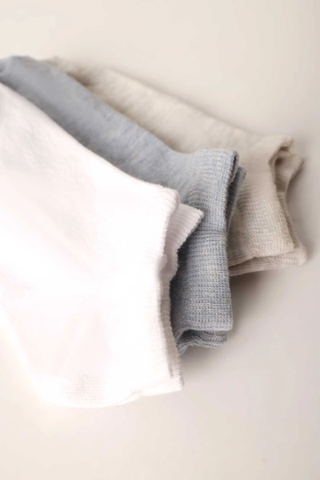 A wholesale clothing model wears  Set Of 3 Socks - White & Gray & Blue
, Turkish wholesale Socks of Allday