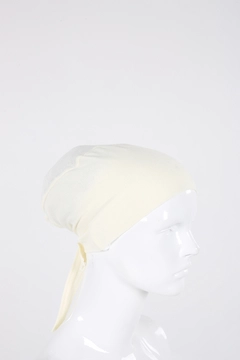 A wholesale clothing model wears all12294-seamless-bonnet-ecru, Turkish wholesale Bonnet of Allday
