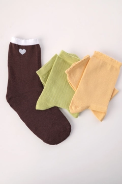 A wholesale clothing model wears all12298-socks-set-yellow, Turkish wholesale Socks of Allday