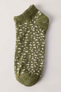A wholesale clothing model wears all12305-set-of-3-socks-green, Turkish wholesale Socks of Allday