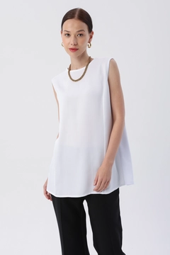 A wholesale clothing model wears all12310-double-sided-zero-sleeve-underwear-tunic-white, Turkish wholesale Underpants of Allday