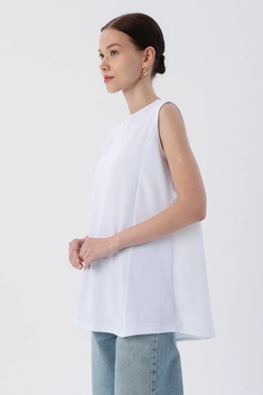 A wholesale clothing model wears all12310-double-sided-zero-sleeve-underwear-tunic-white, Turkish wholesale Underpants of Allday