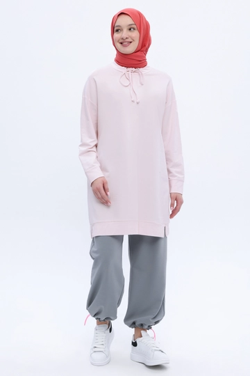 Veleprodajni model oblačil nosi  Svetlo P52364 Rht Klp Swt Tnk - Roza
, turška veleprodaja Tunika od Allday