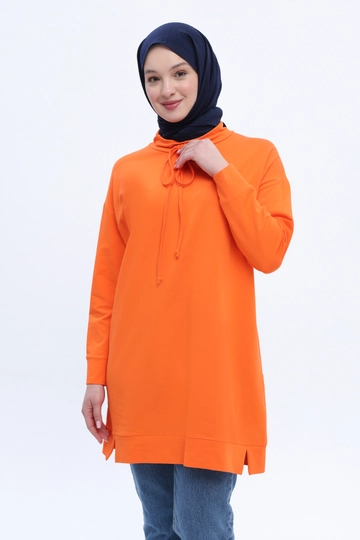 Модел на дрехи на едро носи  P52364 Rht Klp Swt Tnk - Оранжево
, турски едро Туника на Allday