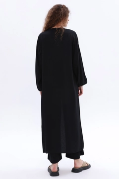 A wholesale clothing model wears all12362-triple-trouser-suit-black, Turkish wholesale Suit of Allday