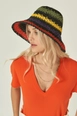A wholesale clothing model wears axs11495-color-braided-straw-hat-black, Turkish wholesale  of 