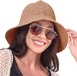 A wholesale clothing model wears axs11500-hand-knitted-straw-hat-camel, Turkish wholesale  of 
