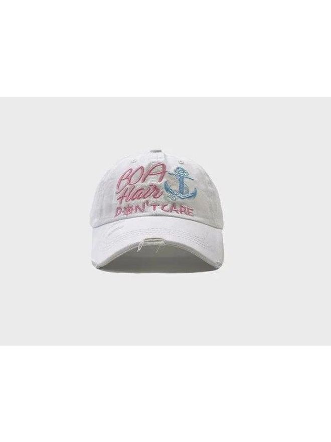 Axesoire Gewaschene Bestickte Kappe – Weiß Großhandelskleidung 0