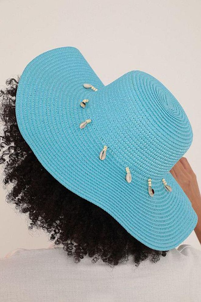 Axesoire Conch Brede Strohoed Turkoois Groothandel Kleding 0