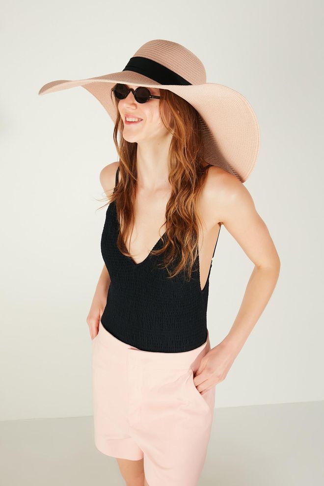 Axesoire Szeroki Słomkowy Kapelusz Z Paskiem Różowy Hurtowa sprzedaż odzieży 0