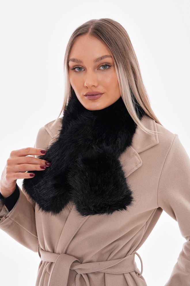 Axesoire Меховой Шарф Из Ткани Манго Черный Оптовая продажа одежды 0