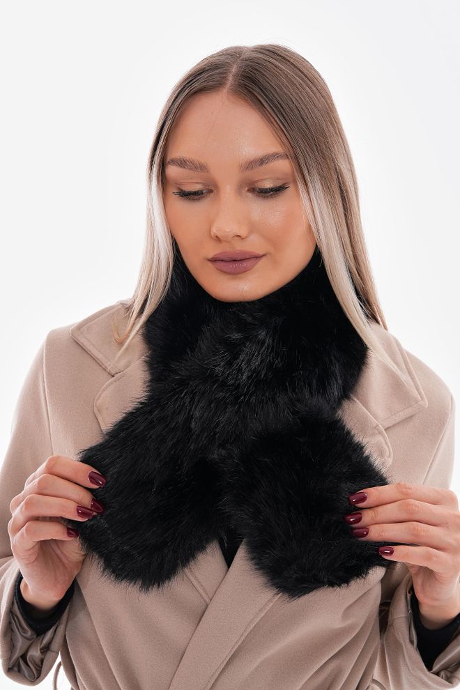 Axesoire Меховой Шарф Из Ткани Манго Черный Оптовая продажа одежды 2