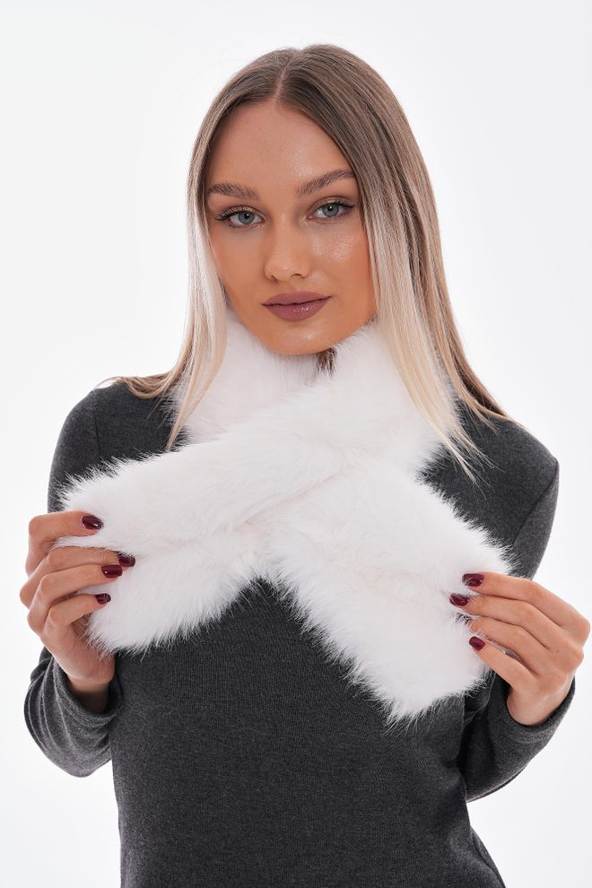 Axesoire Меховой Шарф Из Ткани Манго Белый Оптовая продажа одежды 4