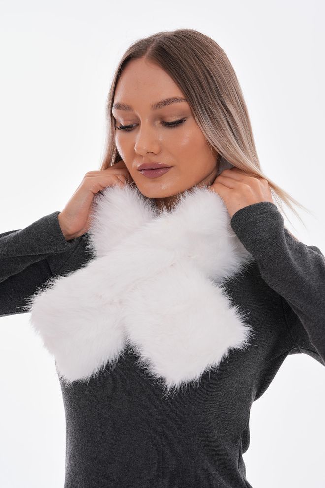 Axesoire Меховой Шарф Из Ткани Манго Белый Оптовая продажа одежды 1