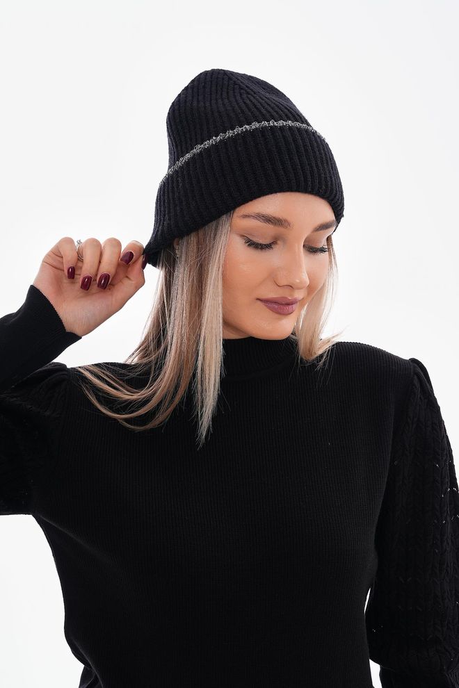 Axesoire Knitted Beanie Black Wholesale Clothing 0
