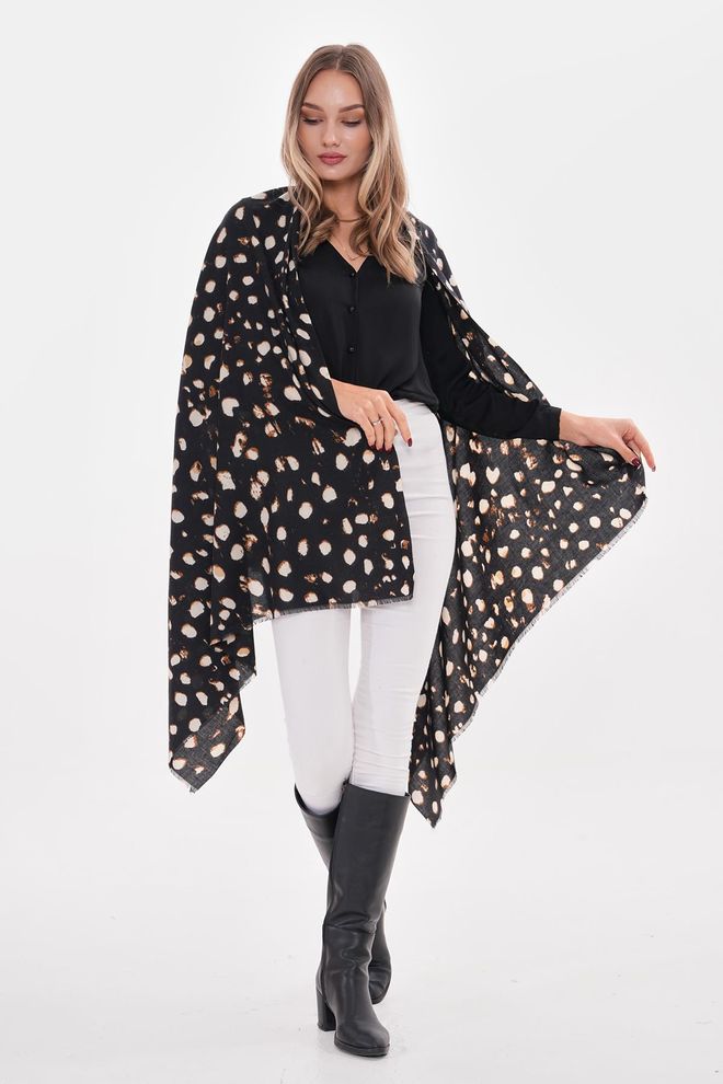 Axesoire Scialle Spesso Con Motivo A Pois Nero Abbigliamento all'ingrosso 0