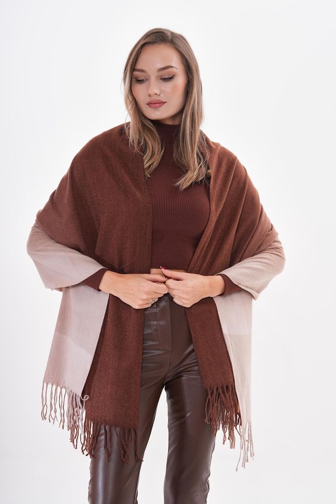 Axesoire Châle Épais À Pompon Torsadé Marron Vêtements en gros 0