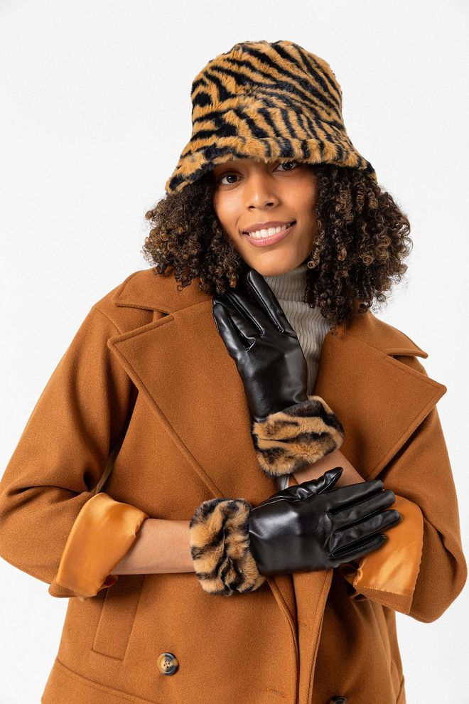 Axesoire Guanti In Pelle Zebra Fur Neri Abbigliamento all'ingrosso 0