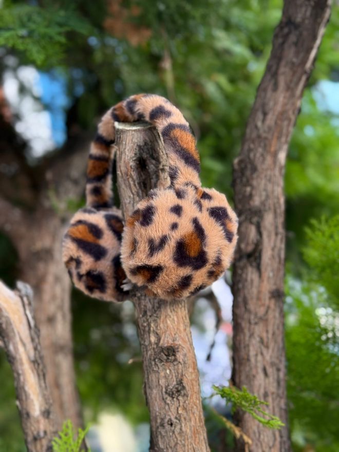 Axesoire Leopar Peluş Kulaklık Vizon Toptan Giyim 0