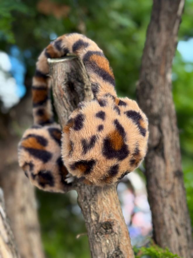 Axesoire Leopar Peluş Kulaklık Vizon Toptan Giyim 0