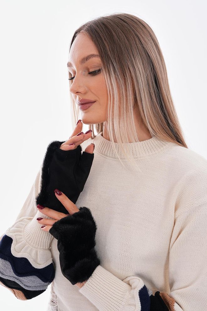 Axesoire Guanti In Peluche Neri Abbigliamento all'ingrosso 0