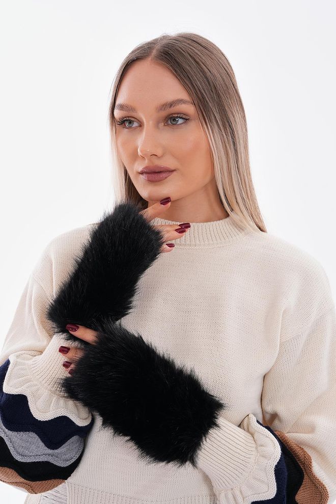 Axesoire Guanti Con Interno In Pelle Scamosciata E Pelliccia Di Peluche Neri Abbigliamento all'ingrosso 0