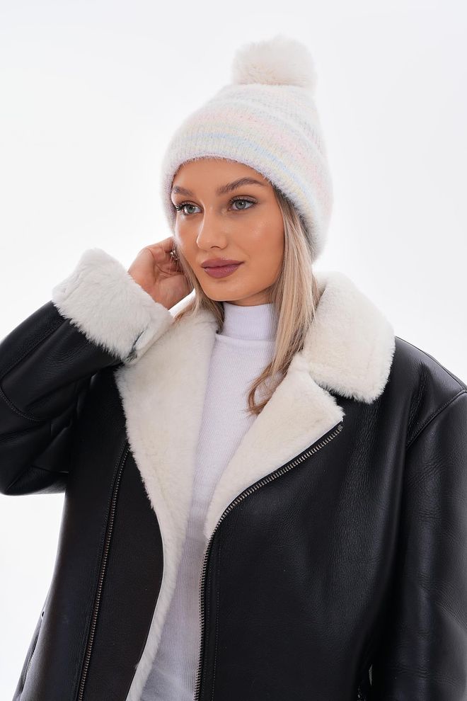 Axesoire Pom Pom Baret Van Gesmolten Fleece Aan De Binnenkant Poeder Groothandel Kleding 0