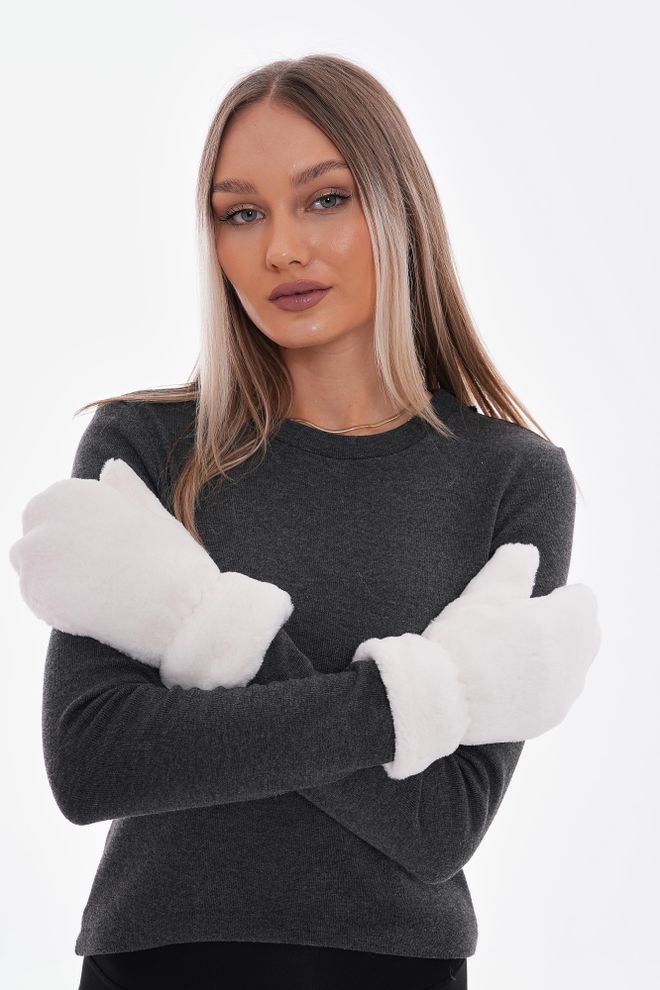 Axesoire Guanti Morbidi Al Tatto In Peluche Ecru Abbigliamento all'ingrosso 1