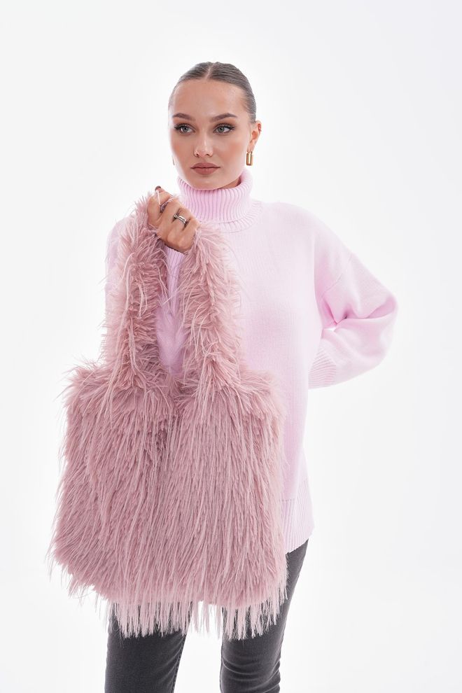 Axesoire Bolsa Italiana De Pelúcia Com Franjas Rosa Roupas por atacado 2