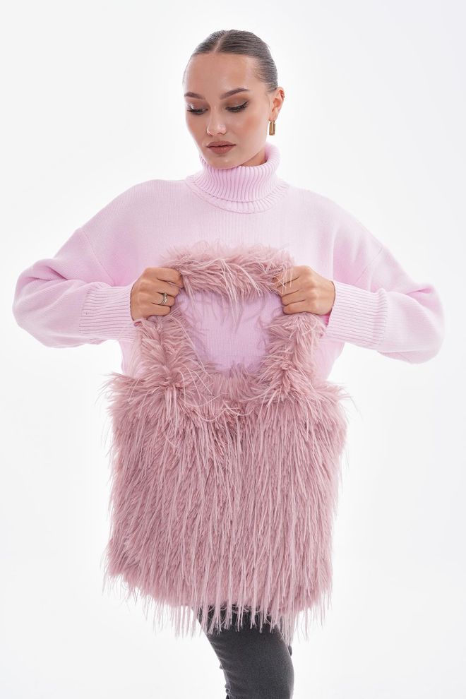 Axesoire Bolsa Italiana De Pelúcia Com Franjas Rosa Roupas por atacado 4