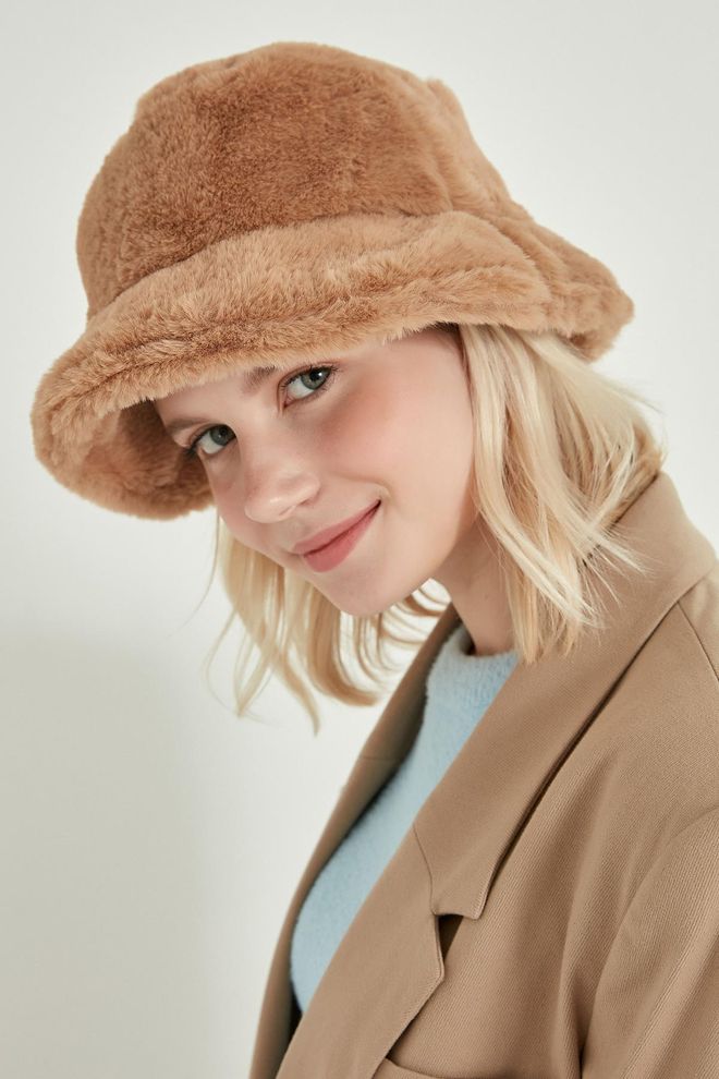 Axesoire Color Plush Bucket Hat Mink Wholesale Clothing 0