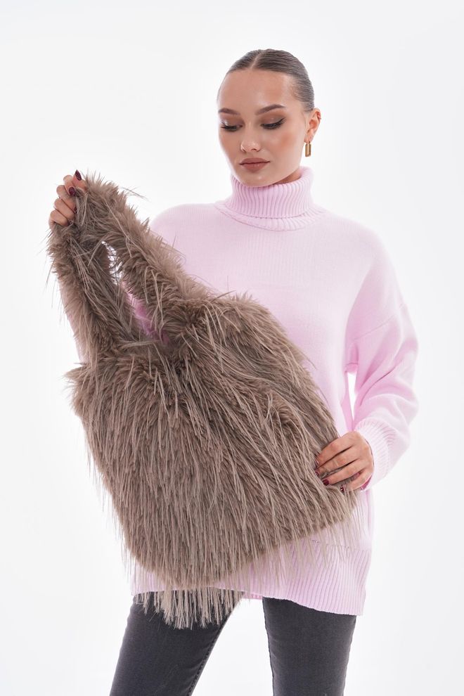 Axesoire Bolsa De Pelúcia Italiana Com Franjas Vison Roupas por atacado 3
