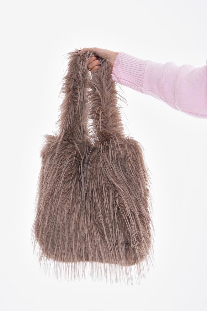 Axesoire Bolsa De Pelúcia Italiana Com Franjas Vison Roupas por atacado 4