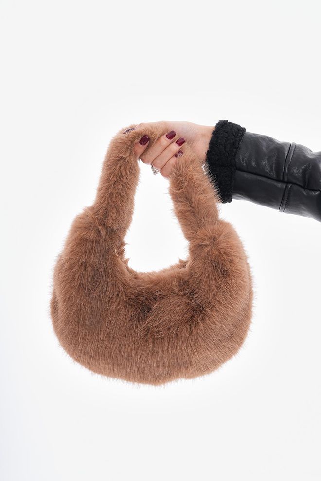 Axesoire Peluş Çanta Camel Toptan Giyim 4