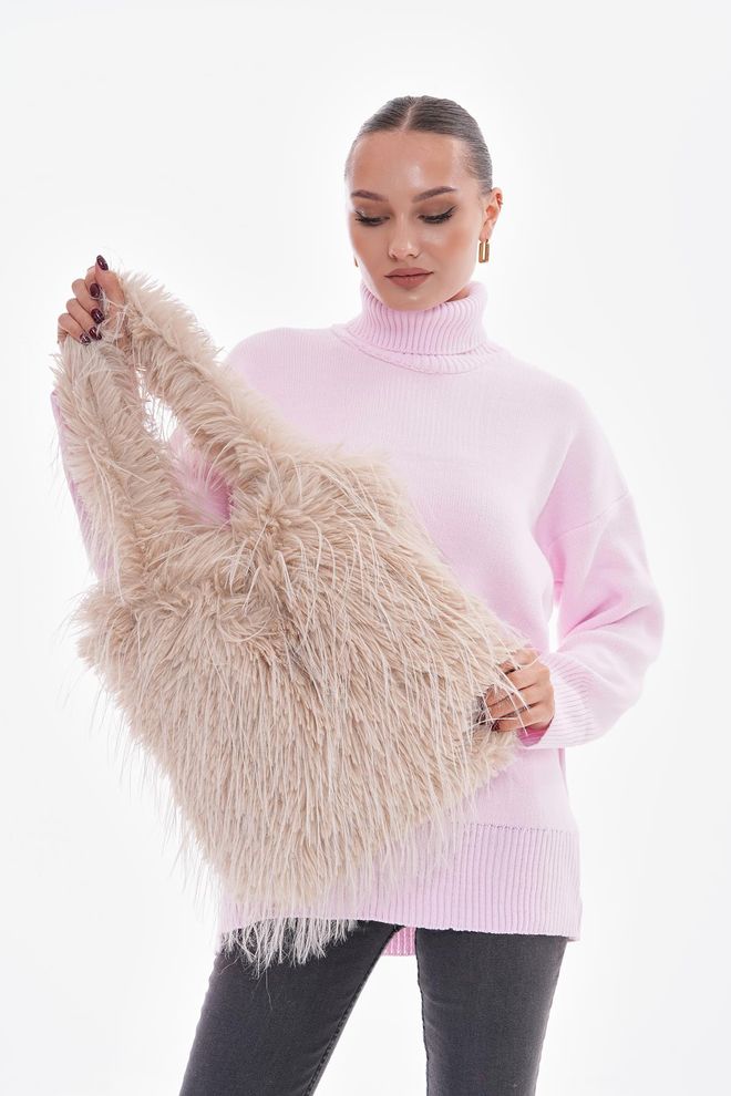 Axesoire Bolsa Italiana De Pelúcia Com Franjas Bege Roupas por atacado 2