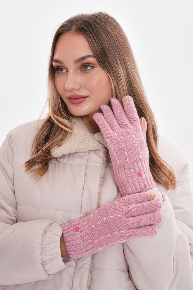 Axesoire Guantes De Doble Capa Con Pantalla Táctil Y Bordado Love Rosa Ropa al por mayor 0