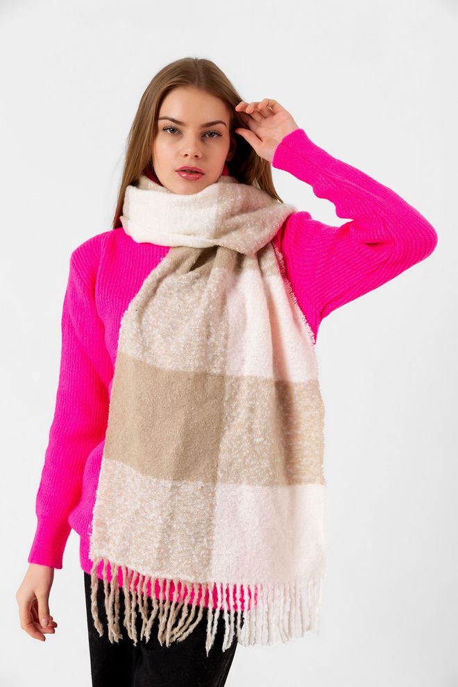 Axesoire Scialle Beige A Scacchi Elegante Casual Abbigliamento all'ingrosso Casuale