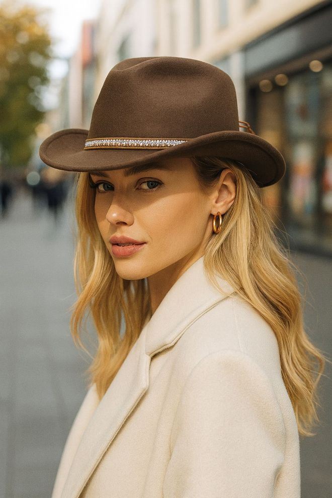 Axesoire Cappello Marrone Occidentale Vintage Abbigliamento all'ingrosso Casuale