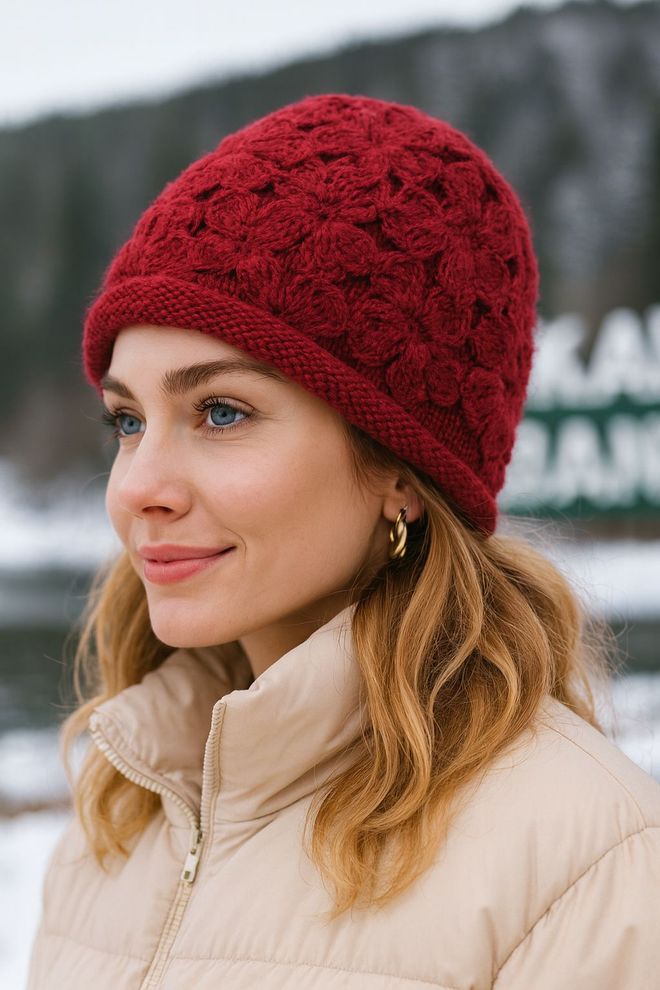 Axesoire Roter Baskenmütze Lässig Vintage Elegant Boho Stil Großhandelskleidung Modest