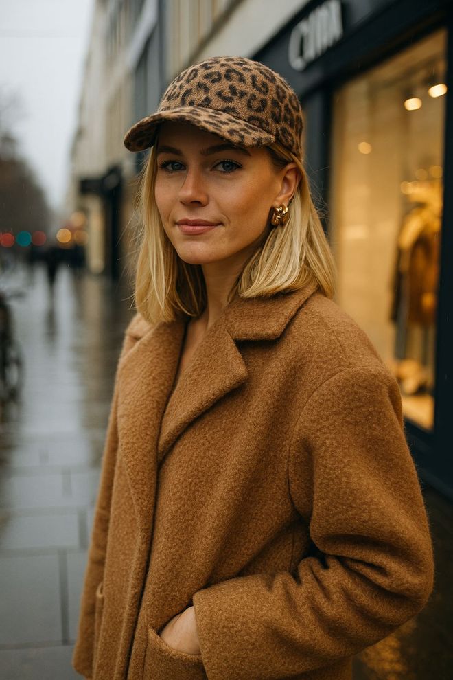 Axesoire Cappello Casual Marrone Con Stampa Animalier Per Autunno E Inverno Abbigliamento all'ingrosso Casuale