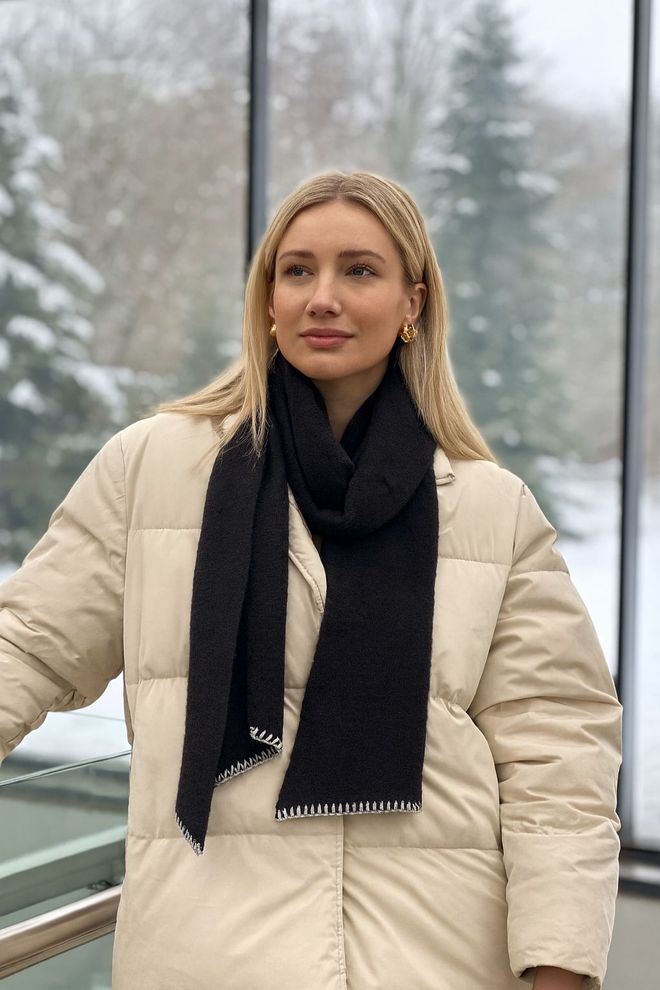 Axesoire Schwarzer Eleganter Halstuch Für Winter & Herbst Großhandelskleidung Modest