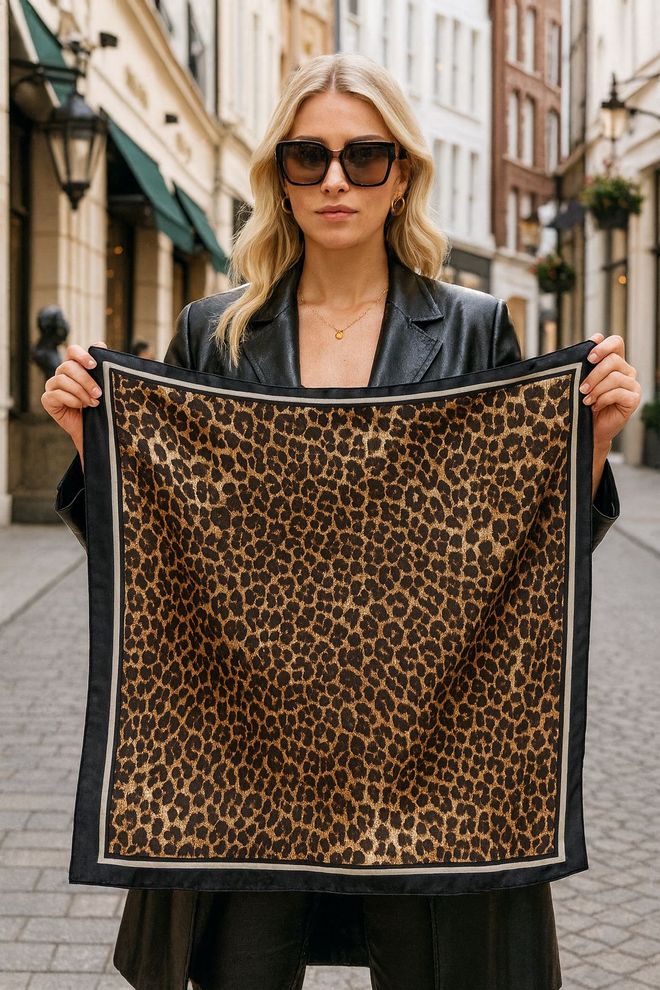 Axesoire Brauner Halstuch Mit Leopardenmuster Großhandelskleidung Lässig
