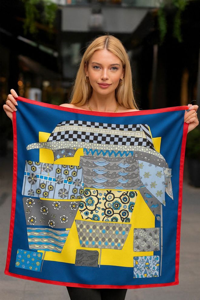 Axesoire Blaues Lässiges Elegantes Vintage Boho Retro Halstuch Großhandelskleidung Lässig