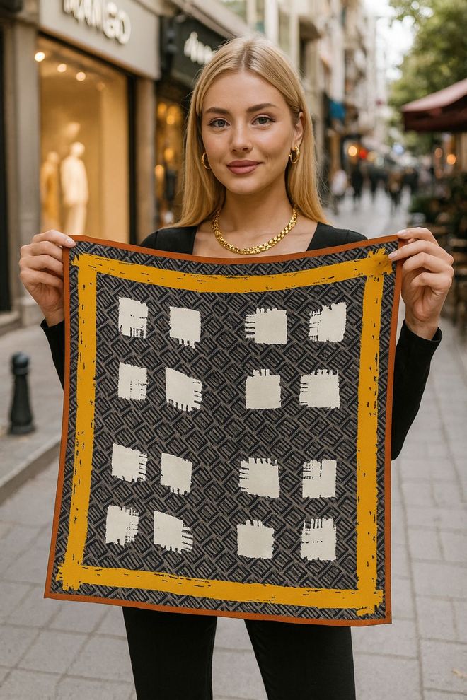 Axesoire Gelbes Elegantes Vintage Kariertes Halstuch Großhandelskleidung Lässig