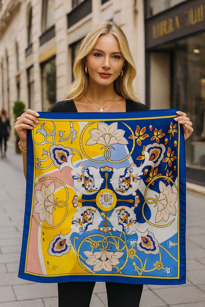 Axesoire Elegantes Blaues Halstuch Mit Blumenmuster Großhandelskleidung Lässig