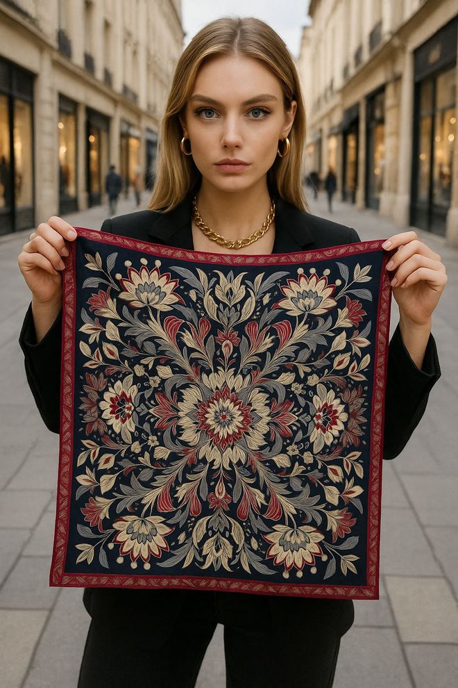 Axesoire Marineblau Elegantes Floral Halstuch Großhandelskleidung Lässig
