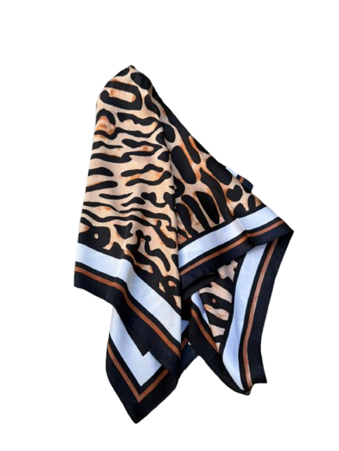 Axesoire Schwarzer Ethnischer Animal Print Halstuch Großhandelskleidung Lässig