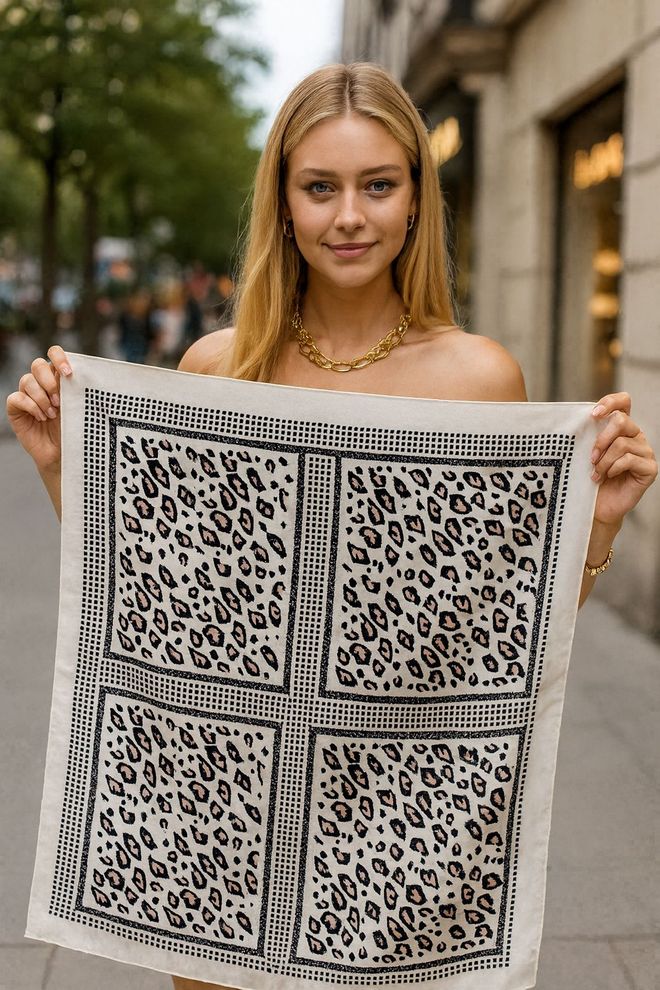 Axesoire Beige Lässiges Halstuch Mit Tiermuster Großhandelskleidung Lässig