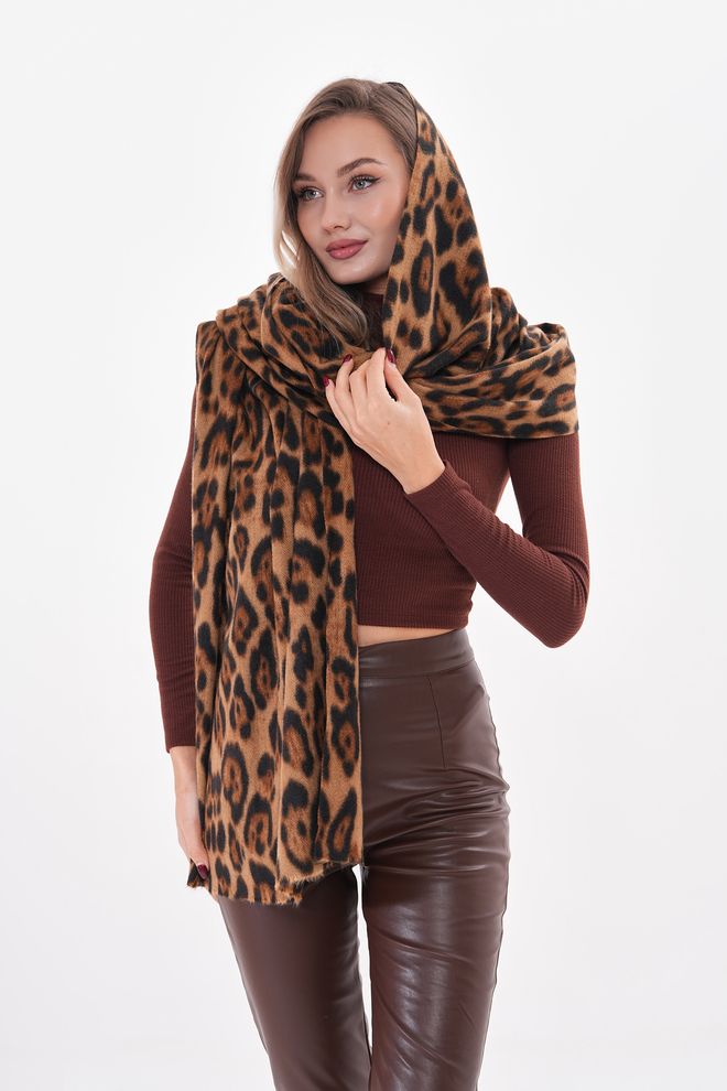 Axesoire Xale Grosso Com Estampa De Leopardo Marrom Roupas por atacado 2